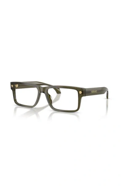 Versace 54mm Rectangle Optical Glasses In Green