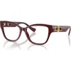 Versace 54mm Rectangle Optical Glasses In Burgundy