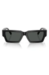 Versace 54mm Rectangular Sunglasses In Black/black
