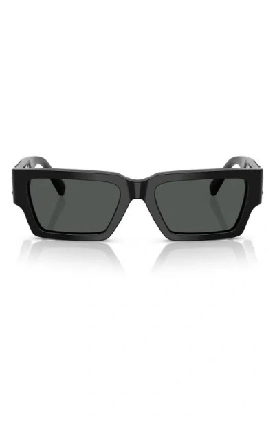 Versace 54mm Rectangular Sunglasses In Black/black