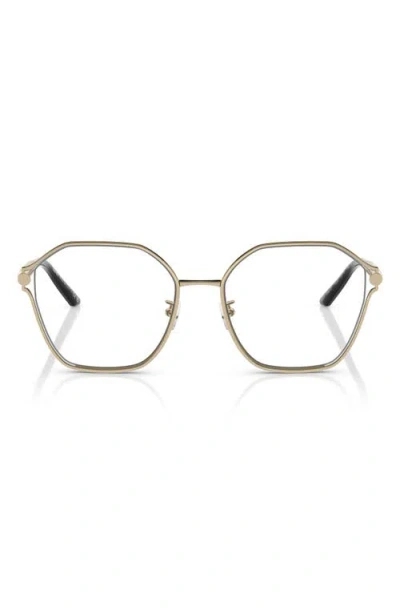 Versace 55mm Geometric Optical Glasses In Pale Gold