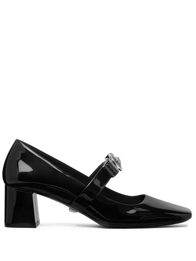 Versace Gianni Ribbon Patent Leather Dé In Black