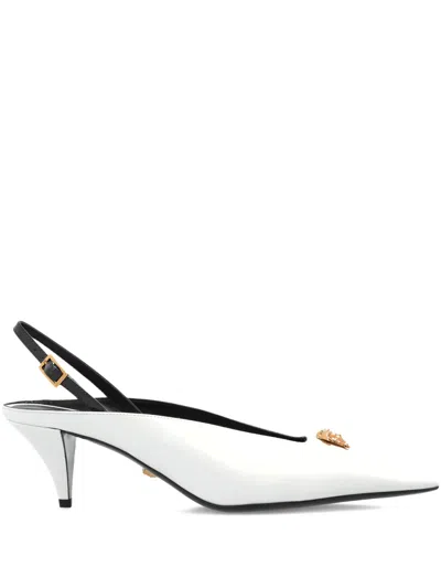 Versace 55mm Medusa Leather Pumps In White