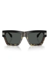 Versace 55mm Plaque Rectangular Sunglasses In Havana