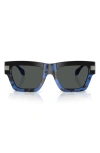 Versace 55mm Plaque Rectangular Sunglasses In Havana Blue