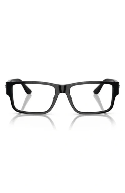 Versace 55mm Rectangle Optical Glasses In Black