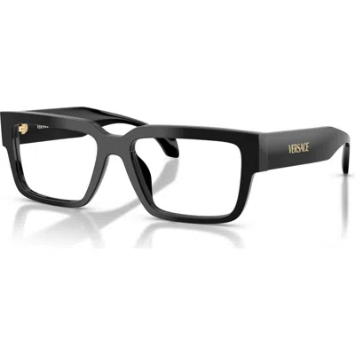 Versace 55mm Rectangle Optical Glasses In Black