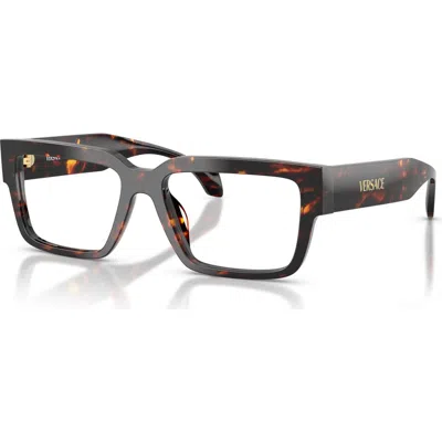 Versace 55mm Rectangle Optical Glasses In Brown