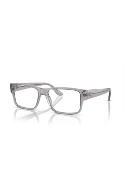 Versace 55mm Rectangle Optical Glasses In Metallic