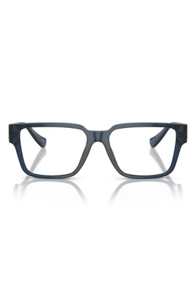 Versace 55mm Rectangular Optical Glasses In Blue Transparent