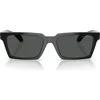 Versace 55mm Rectangular Sunglasses In Black