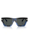 Versace Tortoiseshell Rectangle-frame Sunglasses In Havana Blue