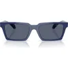 Versace 55mm Rectangular Sunglasses In Solid Blue