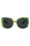Versace 56mm Butterfly Sunglasses In Green/ Blue/ Grey