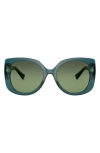Versace 56mm Butterfly Sunglasses In Transparent/ Green Black