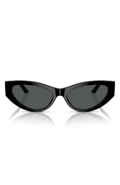 Versace 56mm Cat Eye Sunglasses In Black/gray Solid