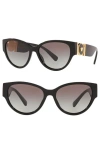 Versace 56mm Cat Eye Sunglasses In Black/grey Gradient