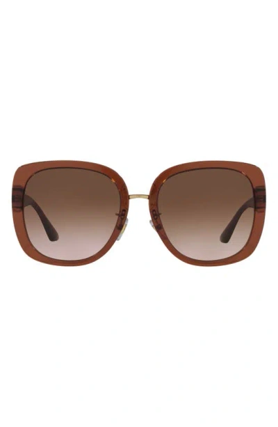 Versace 56mm Gradient Pillow Sunglasses In Brown Transparent