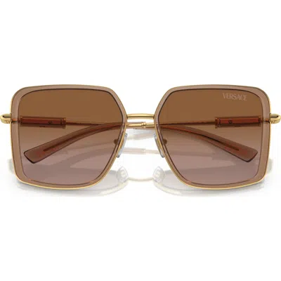 Versace 56mm Gradient Square Sunglasses In Brown