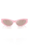 Versace Greca Strass Cat-eye Sunglasses In Pink/pink Mirrored Solid
