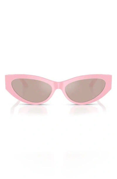 Versace Greca Strass Cat-eye Sunglasses In Pink/pink Mirrored Solid