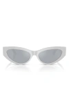Versace 56mm Mirrored Cat Eye Sunglasses In Silver Mirror