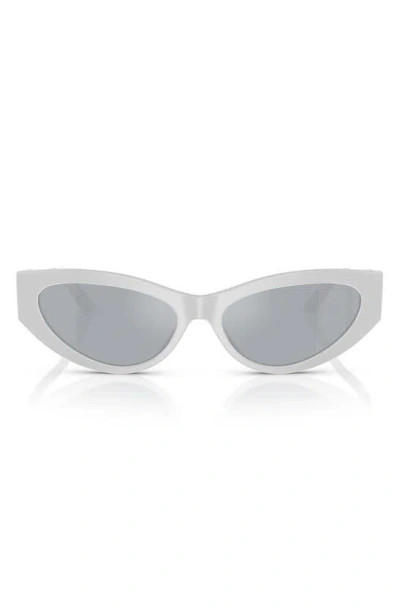 Versace 56mm Mirrored Cat Eye Sunglasses In Silver Mirror