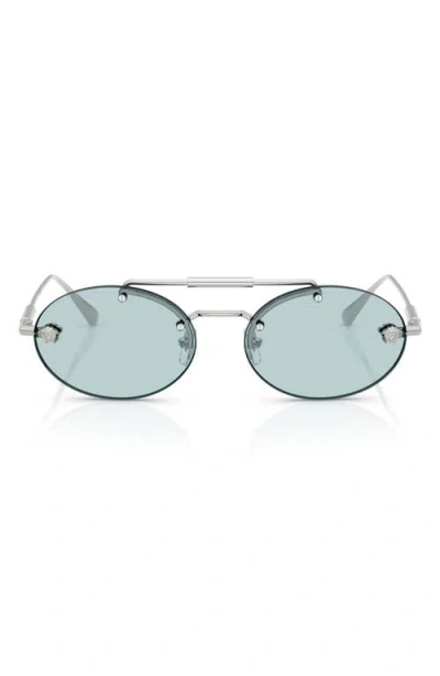 Versace 56mm Oval Sunglasses In Blue