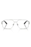 Versace 57mm Irregular Square Optical Glasses In Silver