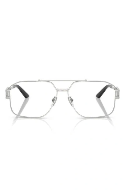 Versace 57mm Irregular Square Optical Glasses In Silver