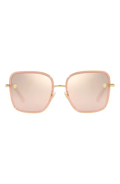 Versace 57mm Polarized Square Sunglasses In Transparent Pink