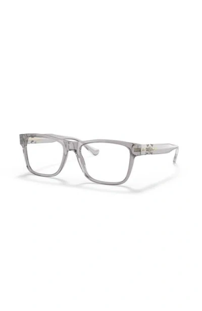 Versace 57mm Rectangle Optical Glasses In Metallic