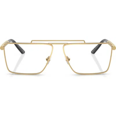 Versace 57mm Rectangular Optical Glasses In Gold