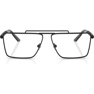 Versace 57mm Rectangular Optical Glasses In Matte Black