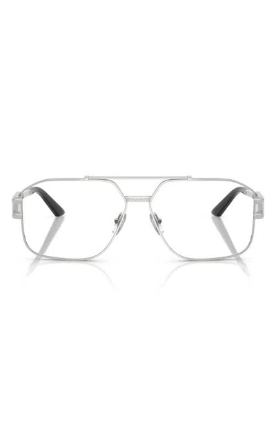 Versace 57mm Square Optical Glasses In Silver