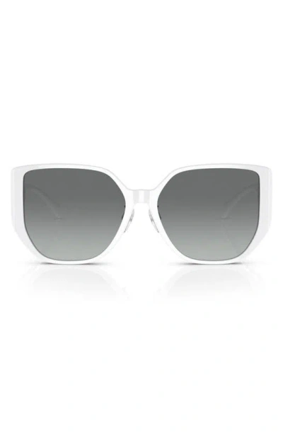 Versace 58mm Gradient Irregular Sunglasses In White