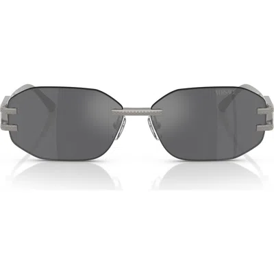 Versace 58mm Oval Sunglasses In Blue