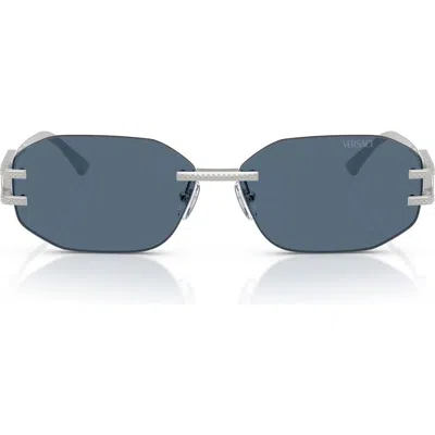Versace 58mm Oval Sunglasses In Silver