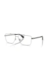 Versace 58mm Rectangle Optical Glasses In Metallic