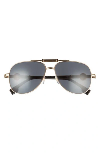 Versace 59mm Aviator Sunglasses In Gold/dark Grey