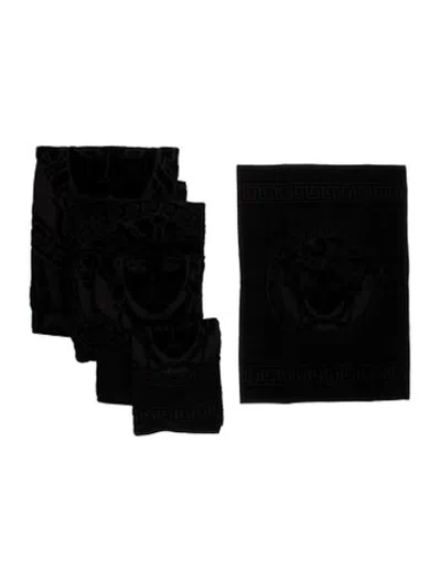 Pre-owned Versace 5-piece Medusa Bath Towel Set In Black