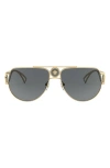 Versace 60mm Aviator Sunglasses In Gold/grey