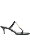 Versace Heel Sandals Metallic Embellishment In Black