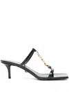 Versace Heel Sandals Metallic Embellishment In Black