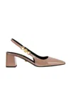 Versace 55mm Patent Leather Slingback Pumps In Nude