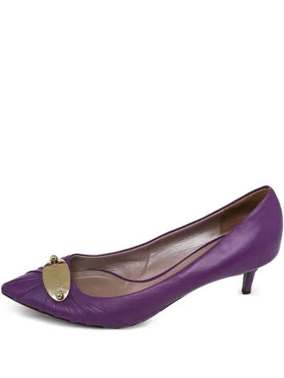 Pre-owned Versace 60mm Pleated Pointed-toe Pumps