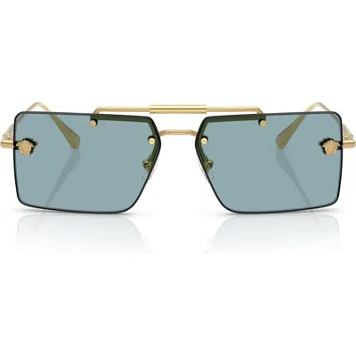 Versace 60mm Rectangular Sunglasses In Blue