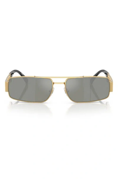 Versace 60mm Rectangular Sunglasses In Green Gold