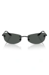 Versace 60mm Rectangular Sunglasses In Matte Black