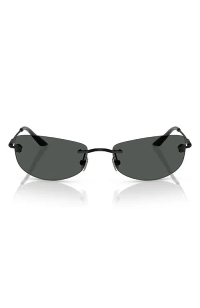 Versace 60mm Rectangular Sunglasses In Matte Black